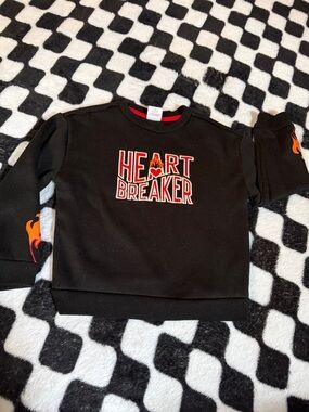 Black "Heart Breaker" Graphic Kids Sweatshirt with Flame Detail